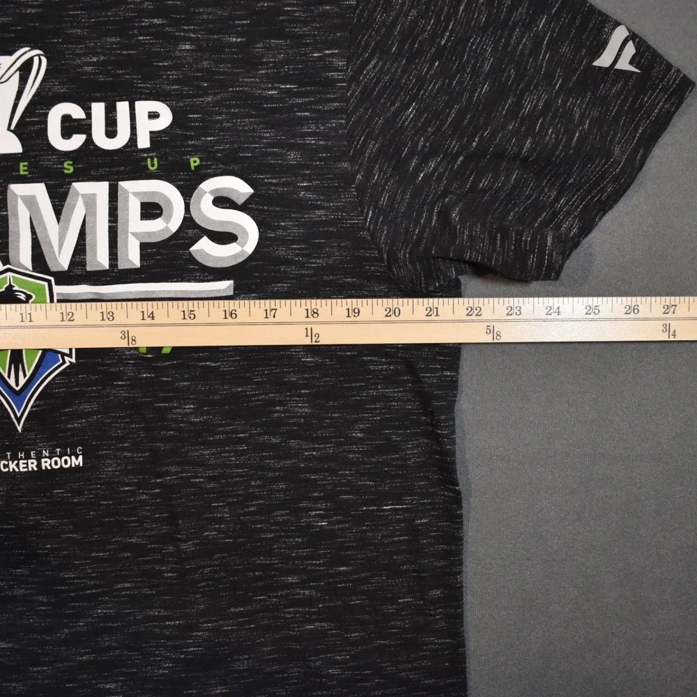Seattle Sounders FC 2019 MLS Cup Champions Fanatics Locker Room Tee Gray Large